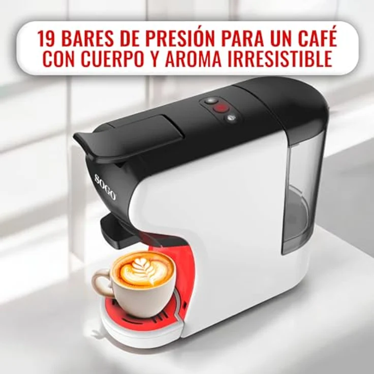 Sogo Human Technology Aromatti Kaffeekapselmaschine, 0,6 l Wassertank, weiß-rot-schwarz – Bild 5