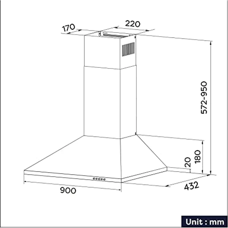 CIARRA Dunstabzugshaube Schwarz 90 cm Pyramide,CAB9201A – Bild 2