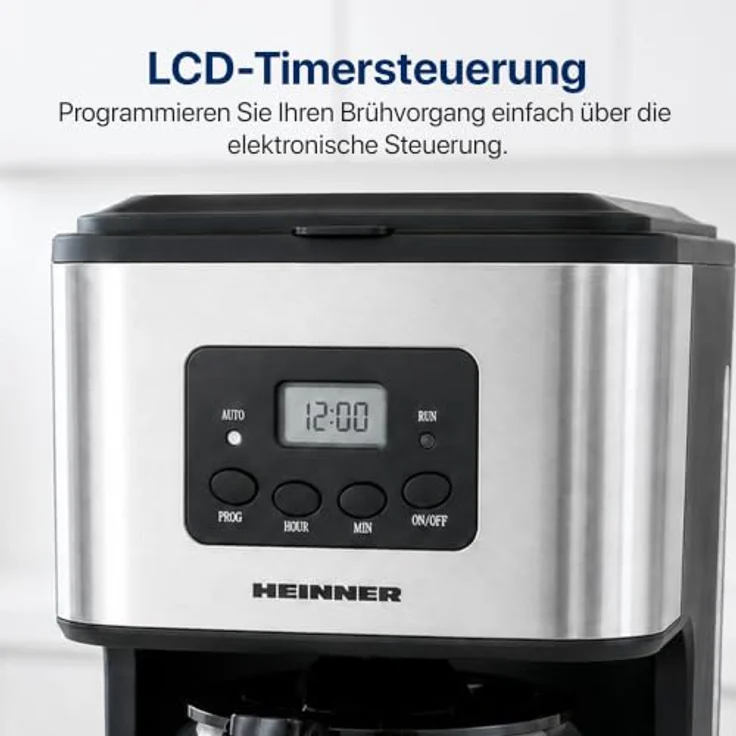 Heinner HCM-D915, Filterkaffeemaschine, 1,5 l, 900 W, Schwarz/Edelstahl, LCD-Display, Warmhaltefunktion, spülmaschinenfest – Bild 7