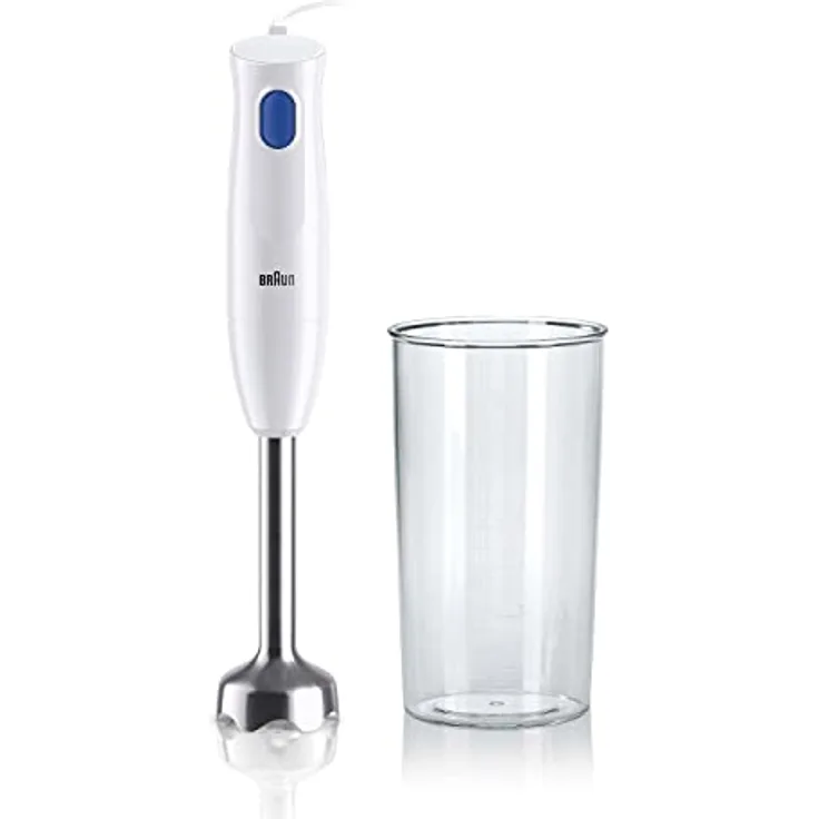 Braun Stabmixer MQ10.001M MultiQuick 1 - Extra Leichter Pürierstab mit Edelstahl-Mixfuß und EasyTwist System, inkl. 600 ml Mix- & Messbecher, 450 Watt, Weiß