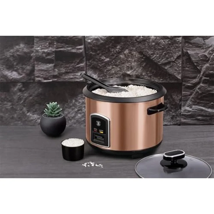 Berlinger Haus Reiskocher BH-9274, 1.8L 700W, Edelstahl Rose Gold mit Antihaft-Innentopf und Glasdeckel – Bild 3
