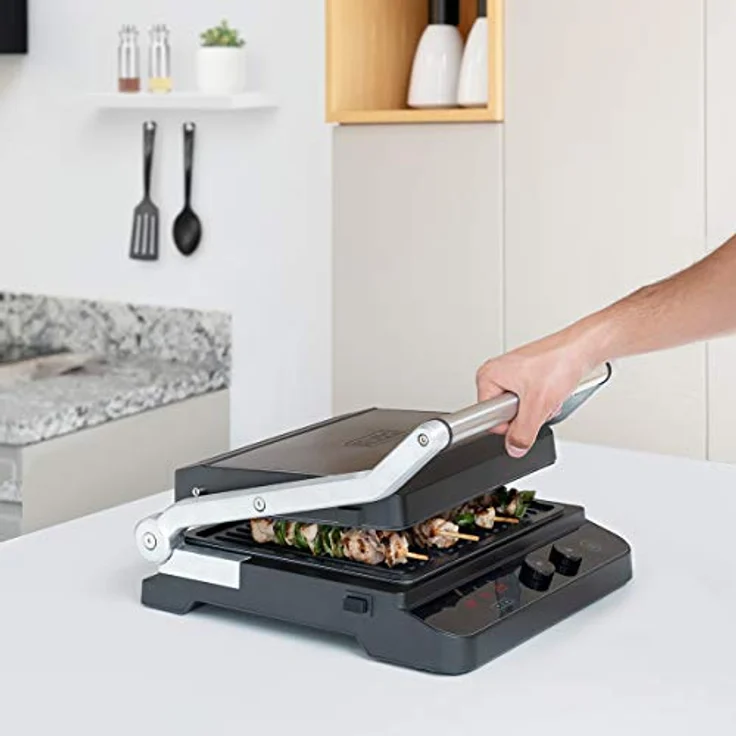 Black+Decker ES9680030B BXGR2000E Kontaktgrill, 2000, Anti-Fingerprint-Edelstahl, Schwarz – Bild 2