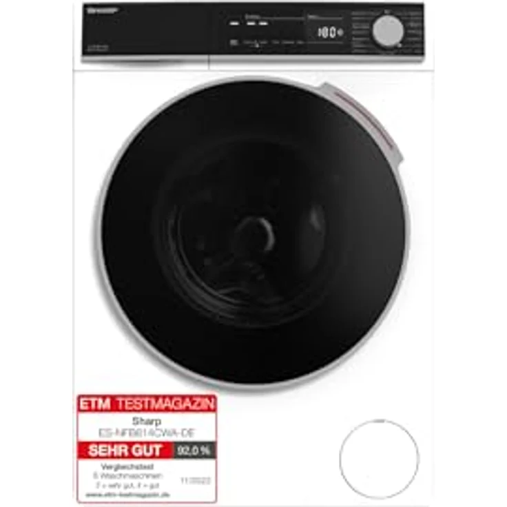 Sharp ES-NFB814CWA-DE, Frontlader-Waschmaschine, A, Fassungsvermögen 8 kg, Standgerät, Breite 60 cm – Bild 2