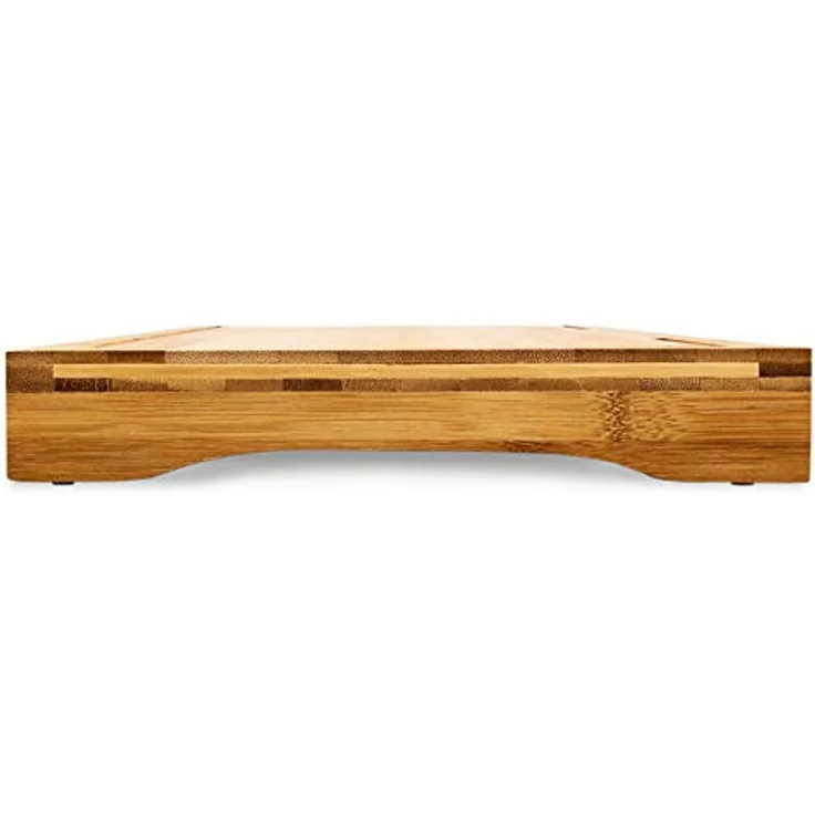 Relaxdays Schneidebrett Bambus HxBxT: ca. 4,5 x 52 x 29 cm großes und robustes Holzbrett Küchenbrett mit Saftrinne Schneidunterlage aus Holz zum Tranchieren als Servierbrett und Herdabdeckung, natur – Bild 5