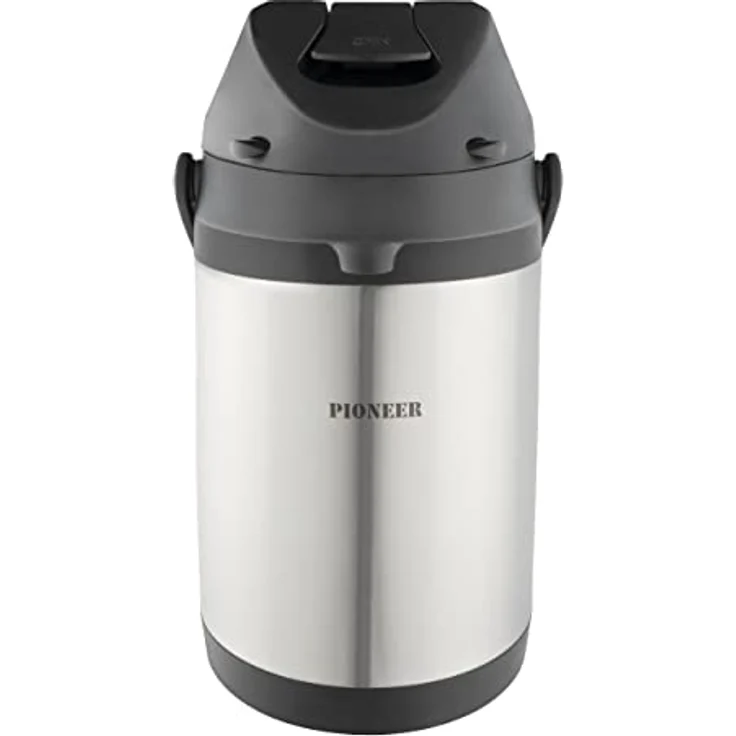 Pioneer Airpot Isolier-Pumpkanne, 3 Liters, Edelstahl-Getränkespender, Doppelwandig mit Griff, Bis zu 8 Stunden Heiβ und 24 Stunden Kühl, SS30HC – Bild 1