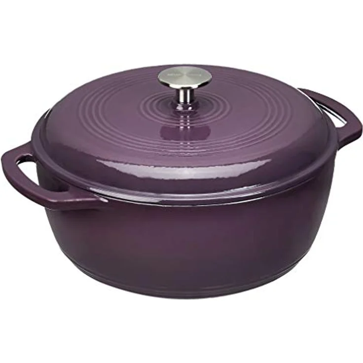 Amazon Basics - Schmortopf aus Rund emailliertem Gusseisen, 5.67 l, Violett – Bild 1