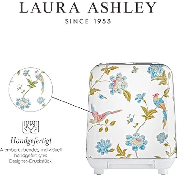VQ Laura Ashley 2-Scheiben-Toaster, Edelstahl Vintage-Toaster in Elveden Weiß mit einstellbaren Heiz-, Auftau- und Aufwärmmodi sowie Aufsatz zum Erwärmen von Croissants – Bild 4