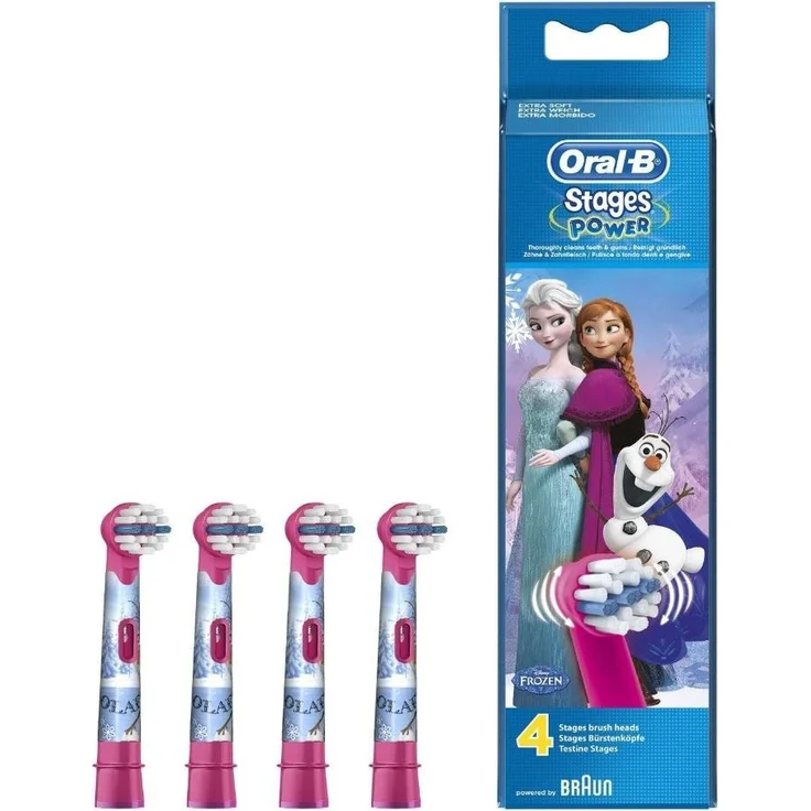 Braun Oral-B Kids, 4 Stück(e), Mehrfarben, 4 Monat(e), Gefroren, 3 Jahr(e), Oral-B, Zahnbürstenkopf für Kinder mit sanfter Reinigung