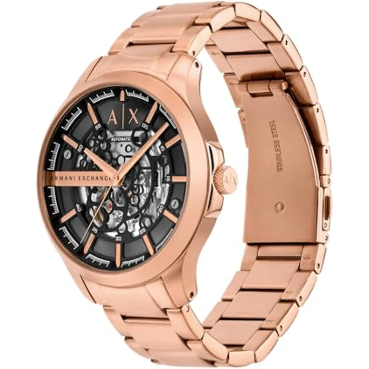 Armani Exchange Herren Analog Automatik Uhr mit Edelstahl Armband AX2456, Roségold, Wasserdicht bis 50 m – Bild 3