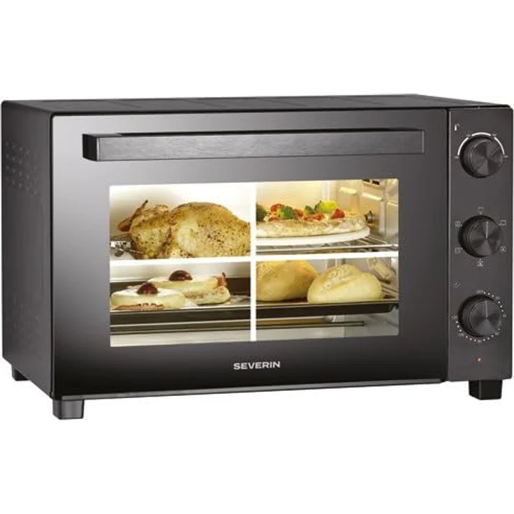 Severin 2076 Minibackofen mit Drehspieß und Pizzastein, 230°C max. Temperatur – Bild 4