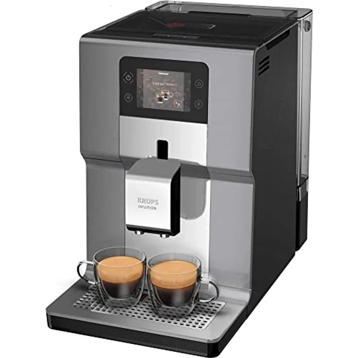 Krups EA875E Intuition Preference+ Kaffeevollautomat, integriertes Mahlwerk, Milchsystem, 2,3l Wassertank, 15 bar Pumpendruck, silber-chrome – Bild 2