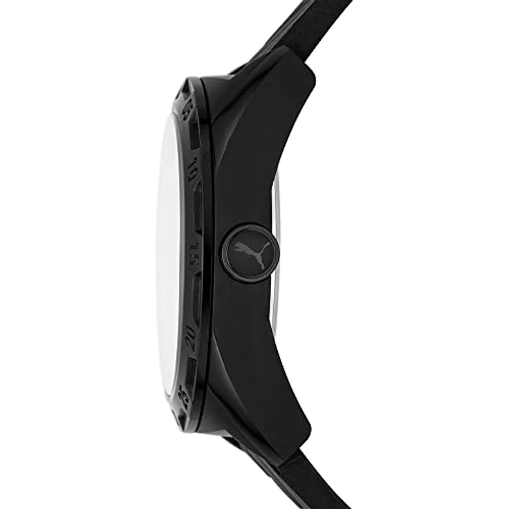 PUMA Herren Quarz 3 Zeiger Uhr mit Armband PUMA STREET P5093, 48-mm-Gehäuse, 24-mm Silikonband, mehrfarbiges Zifferblatt, wasserdicht bis 50 m, schwarz – Bild 2