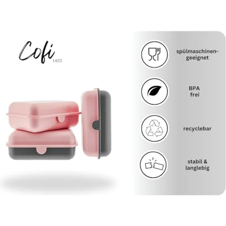 COFI 1453 Lunchbox 3er-Set, spülmaschinenfest, stapelbar, 1600 ml, BPA-frei, aus Kunststoff, Made in Germany – Bild 6