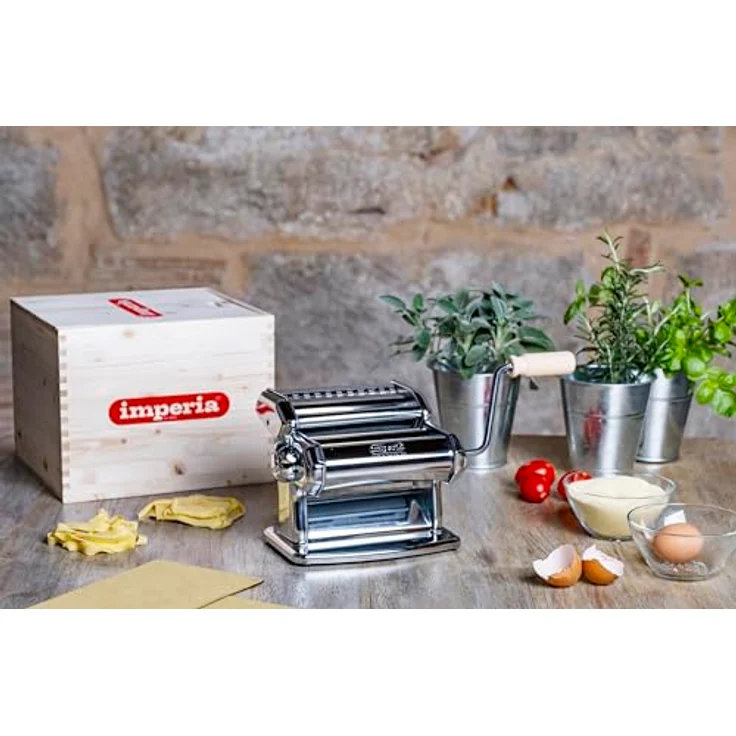 Imperia IPASTA T6,5/12 mm RUVIDA, Pastamaschine in Silber mit sechs Teigstärken und Duplex-Schneidegerät für Tagliatelle und Fettuccine – Bild 9