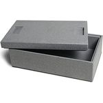 Climapor Transportbox klein aus Styropor, grau – Volumen: 54,5 x 35 x 18 cm (16,5 Liter) - Wandstärke: 2 cm - Thermobox aus EPS