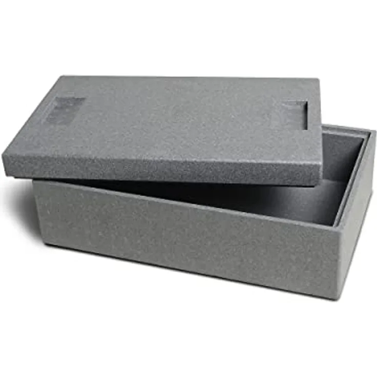 Climapor Transportbox klein aus Styropor, grau – Volumen: 54,5 x 35 x 18 cm (16,5 Liter) - Wandstärke: 2 cm - Thermobox aus EPS