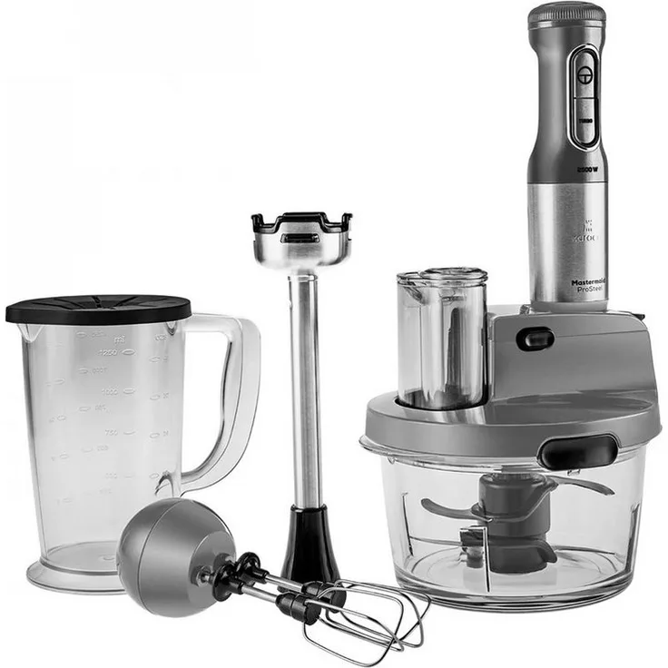 Karaca Mastermaid Küchenroboter aus Stahlglas, 2500 W, Galaxy Grey, Küchenmaschine mit leistungsstarkem Motor und vielseitigen Zubehörteilen