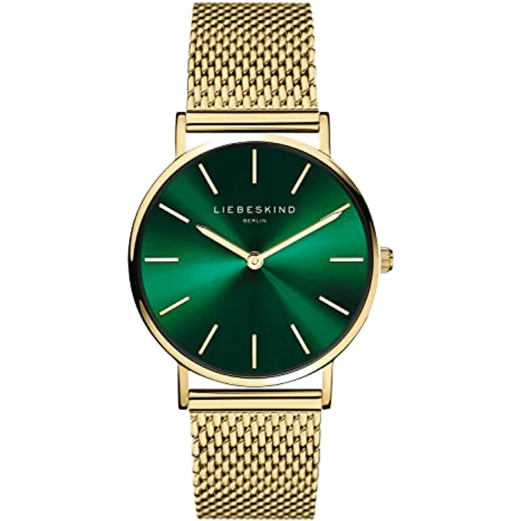 Liebeskind Damen Analog Quarz Armbanduhr mit Edelstahlarmband LT-0210-MQ, goldfarbenes Gehäuse und Edelstahlband