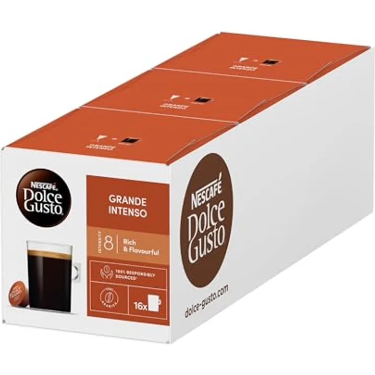 Nescafé Dolce Gusto Caffe Grande Intenso, Stark, Kaffee, Kaffeekapsel, 5er Pack, 5 x 16 Kapseln