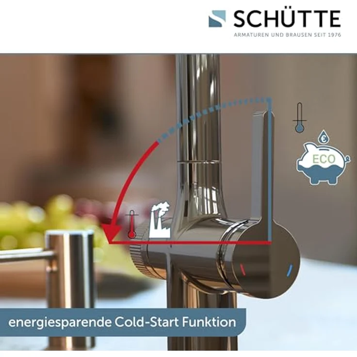 Schütte AQUASTAR PREMIUM Sprudelwasser Küchenarmatur mit Kühl- und Filtersystem, 360° schwenkbar, Chrom – Bild 11