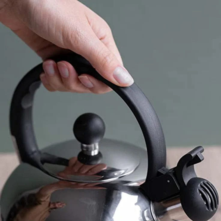 La Cafetière Edelstahl-Wasserkocher mit Pfeiffunktion, 1,3 Liter, induktionssicher für Herd und Gasherd, silber – Bild 4