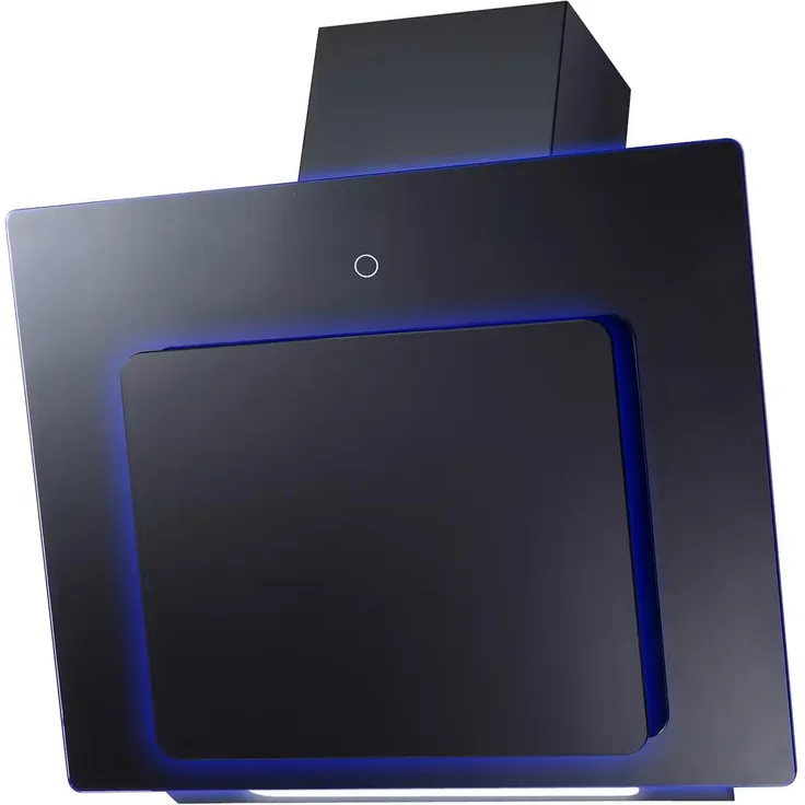 Wolkenstein Schräghaube WS7-60A+TCALX, 60 cm, schwarze Glas Dunstabzugshaube mit A+ Energieeffizienz, 370 m³/h, Touch Control und LED-Beleuchtung