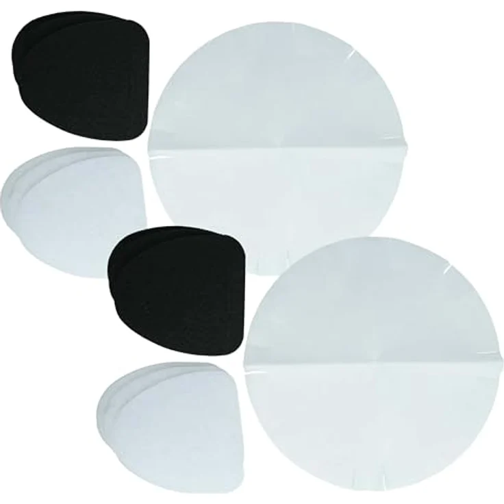 vhbw 18-tlg. Filter-Set für DeLonghi 5525112800, 6x Papierfilter, 6x Aktivkohlefilter, 6x Fettfilter, robustes Zubehör in schwarz und weiß – Bild 1