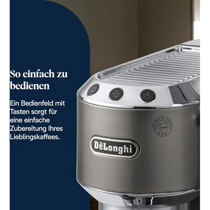 De'Longhi Dedica Style EC685.TB, Espressomaschine mit manuellem Milchaufschäumer, Titanschwarz – Bild 5