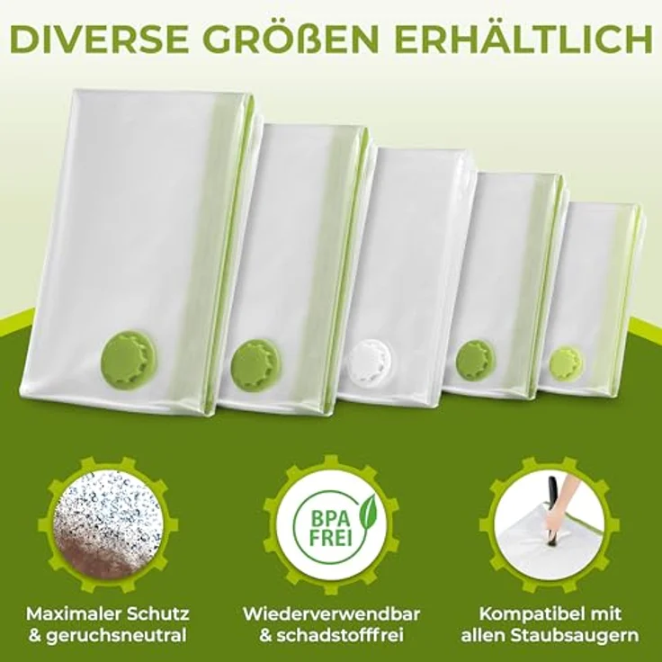 NORDIC® Vakuumbeutel 6er Set Größe L, 80x60cm, BPA-frei, wiederverwendbar, ideal für Kleidung und Bettdecken, geruchs- und schimmelresistent, inkl. Etiketten zur Beschriftung – Bild 4