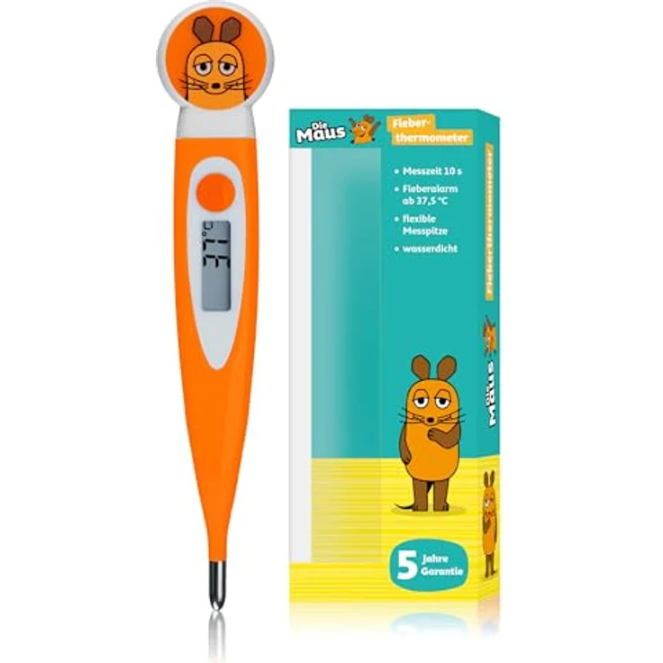 Die Maus Digitale Fieberthermometer für Kinder, flexibles Design mit 10 Sekunden Messzeit, wasserdicht und Fieberalarm – Bild 1