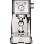 Solis Espressomaschine Siebträger Barista Perfetta Plus 1170 V2 - Siebträgermaschine - Manometer - Dampf-/Heißwasserdüse - Temperaturregler - 54 mm Siebträger - Doppelauslauf - Silber
