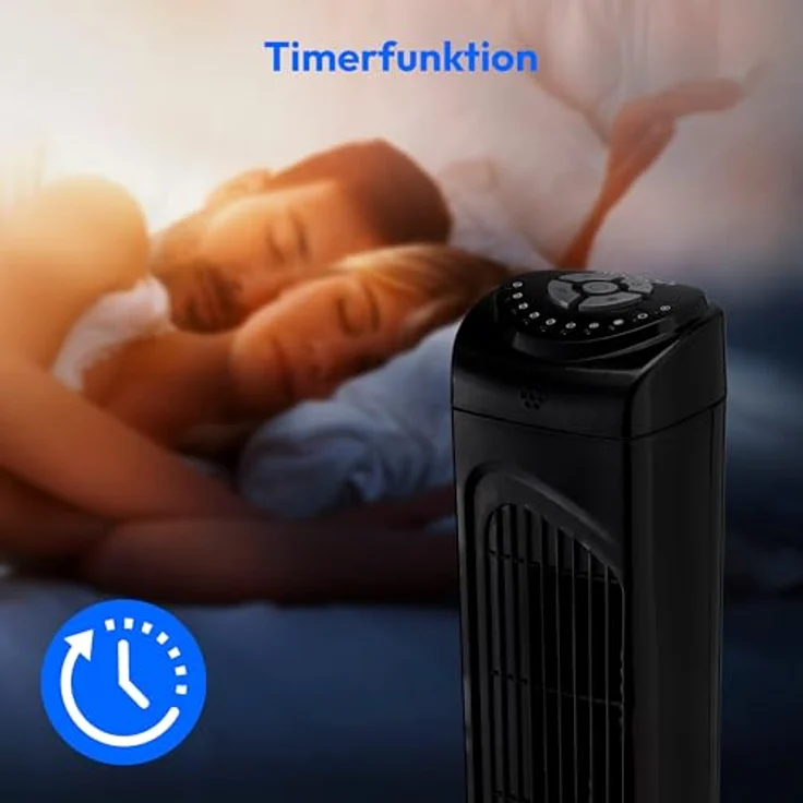 MEDION Turmventilator mit Fernbedienung (3 leise Geschwindigkeitsstufen, 45 Watt Leistung, Timer, zuschaltbare Schwenkfunktion - Oszillation, MD10319) schwarz – Bild 4