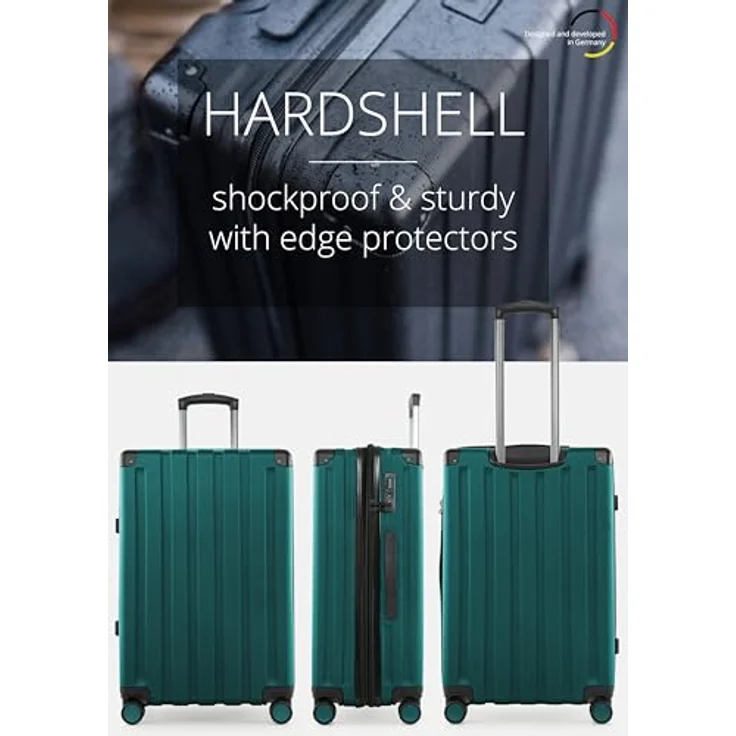 Hauptstadtkoffer Q-Damm - Mittelgroßer Hartschalenkoffer, TSA, 4 Rollen, Check-In Gepäck mit 6 cm Volumenerweiterung, 68cm, 89 L, Aquagrün – Bild 4