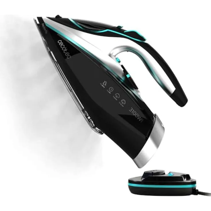 Cecotec IronHero 3100, Kabelloses Horizontalbügeleisen mit 3100 W, Power Steam Technologie, Dauerdampf 35g/min, Extra-Dampfstoß 190g, Turbo Slide Sohle, Auto Abschaltung, 90 Sekunden Autonomie