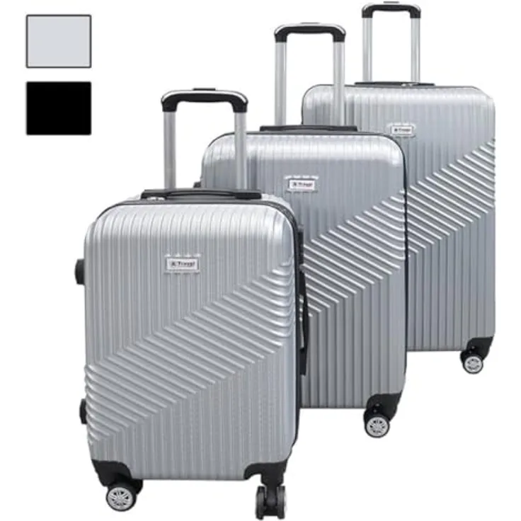 COFI 1453 Trolley Set Reisekoffer 3-teilig - ABS Hartschale für Jede Reise Silber