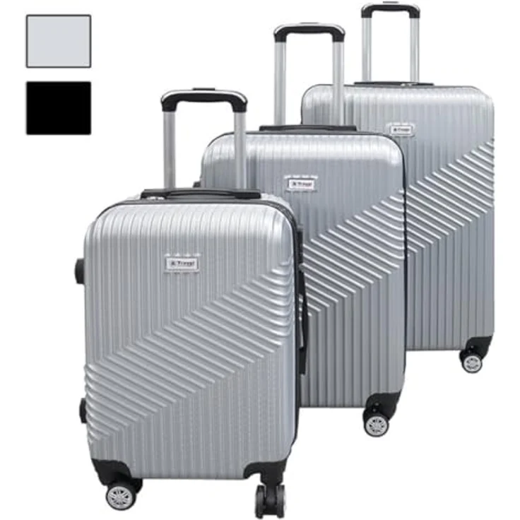 COFI 1453 Trolley Set Reisekoffer 3-teilig - ABS Hartschale für Jede Reise Silber – Bild 1