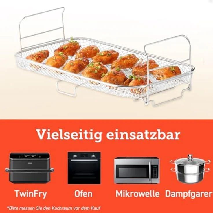 Cosori Bratrost für DualBlaze TwinFry, Röstgestell aus Edelstahl für Heißluftfritteuse, spülmaschinenfest, ideal für Pommes & Hähnchen – Bild 4