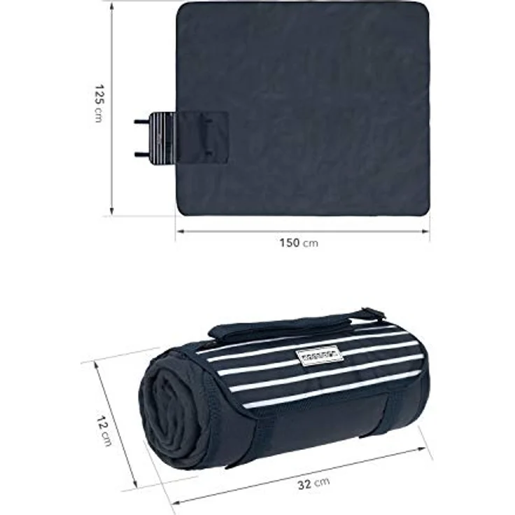Mit Picknickdecke Navy und Picknickdecke  anndora Picknickrucksack 15 tlg. Zubehör und Picknickdecke blau weiß gestreift – Bild 8