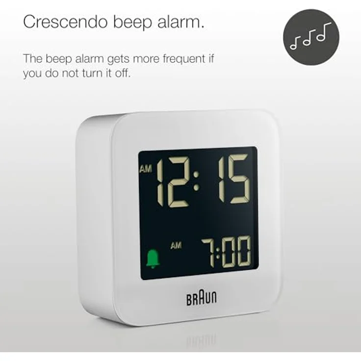 Braun BC08W Klassik digitaler Wecker, weiß – Bild 2