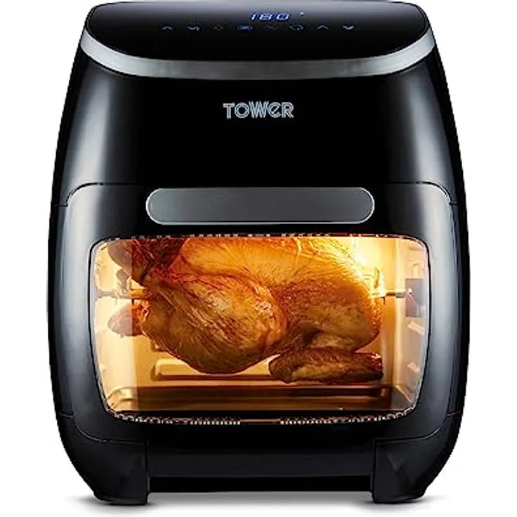 Tower T17076 Xpress Pro Combo 10-in-1 Digitale Heißluftfritteuse mit Schneller Luftzirkulation, 60-Minuten-Timer - Airfryer Airfryer Heißluftfritteuse XXL 11 l - 2000W - Schwarz