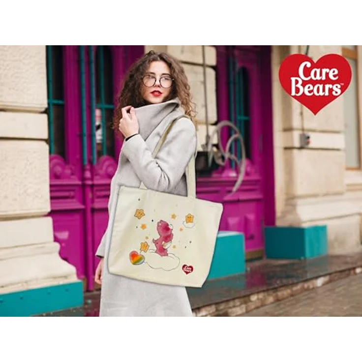 CYPBRANDS Care Bears Canvas-Shopper, beige, Tragetasche mit langen Griffen, offizielles Produkt – Bild 4