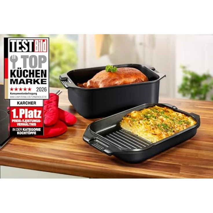 Karcher Bräter 2in1 (Aluguss, 8,7 Liter, inkl. Deckel und Topfhandschuhen) schwarz – Bild 3