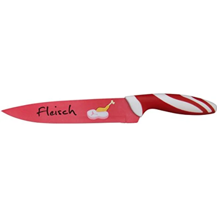axentia 175478 Messerset 4-teilig, buntes Küchenmesser-Set mit Motiven, Fleischmesser, Brotmesser, Gemüsemesser, Obstmesser, Edelstahl-klingen und Softgriff – Bild 5