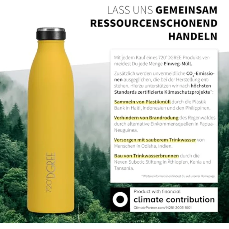 720°DGREE Edelstahl Trinkflasche “milkyBottle” - 1L, BPA-frei, auslaufsicher, kohlensäuregeeignet, für Sport und Outdoor, silber – Bild 5