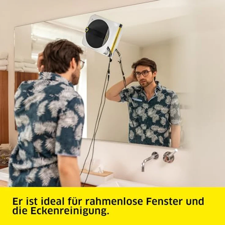 KÄRCHER Fensterputzroboter RCW 4, Vakuumtechnologie mit 4 Sensoren, inkl. Fensterreinigungsmittel RM 503, Fernbedienung, Not-Akku und Sicherungsseil – Bild 3