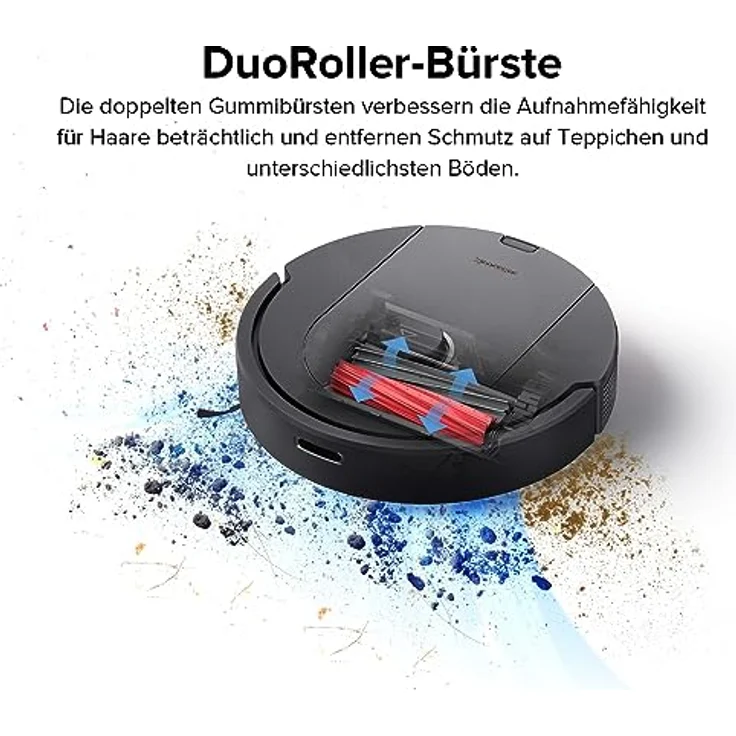 roborock Q5 Pro Saugroboter mit DuoRoller-Bürste, 5500Pa Saugkraft, 770mL Staubbehälter, 180mL Wassertank, Staubsauger Wischroboter PreciSense-LiDAR-Navigation Teppiche Tierhaare App/Alexa, Schwarz – Bild 2