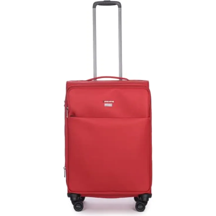 Stratic Light + Koffer Weichschale Reisekoffer Trolley Rollkoffer mittelgroß, TSA Kofferschloss, 4 Rollen, Erweiterbar, Größe M, Rot