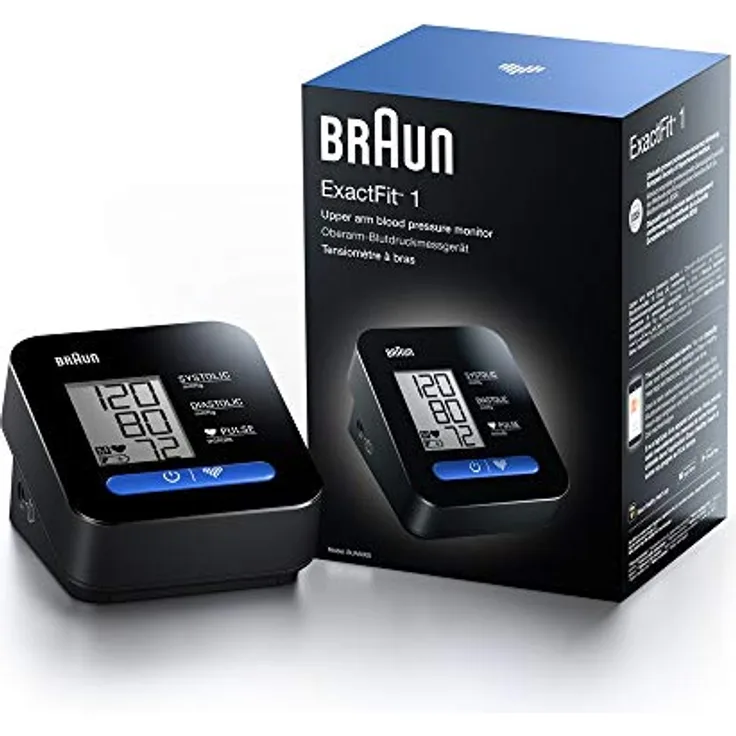 Braun ExactFit 1 Oberarm-Blutdruckmessgerät (klinische Präzision, Ein-Knopf-Bedienung, einfach anzuwenden, großes Display, zu Hause verwendbar, universelle Manschette) BUA5000EUV1AM