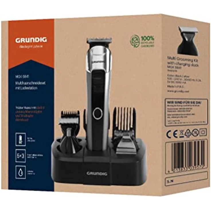 Grundig MGK 6841 Multigroomingkit schwarz inkl. Aufsätze für Körper und Gesicht, Ladestation – Bild 4
