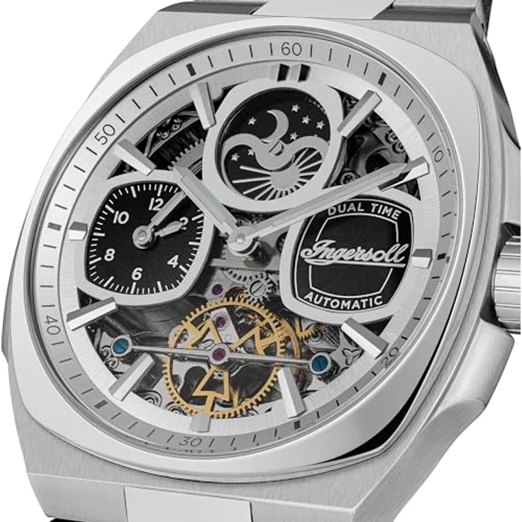 Ingersoll The Spirit Herrenuhr 46.7 mm Automatikuhr mit silberfarbenem Ziffernblatt und Edelstahlarmband – Bild 3